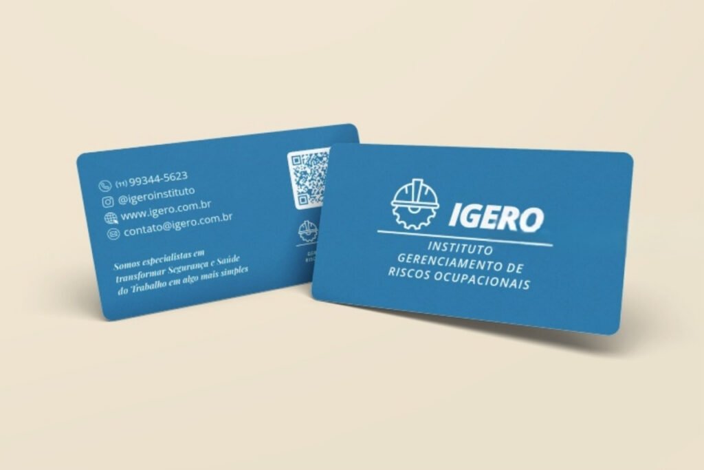 cartão de visitas com laminação fosca, verniz localizado e cantos arredondados no Parque São Lucas