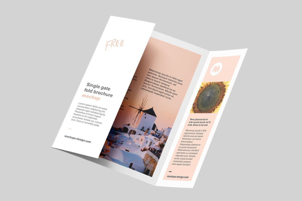 Modelos de folders com dobras e panfletos de alta tiragem produzidos para empresas da Vila Prudente